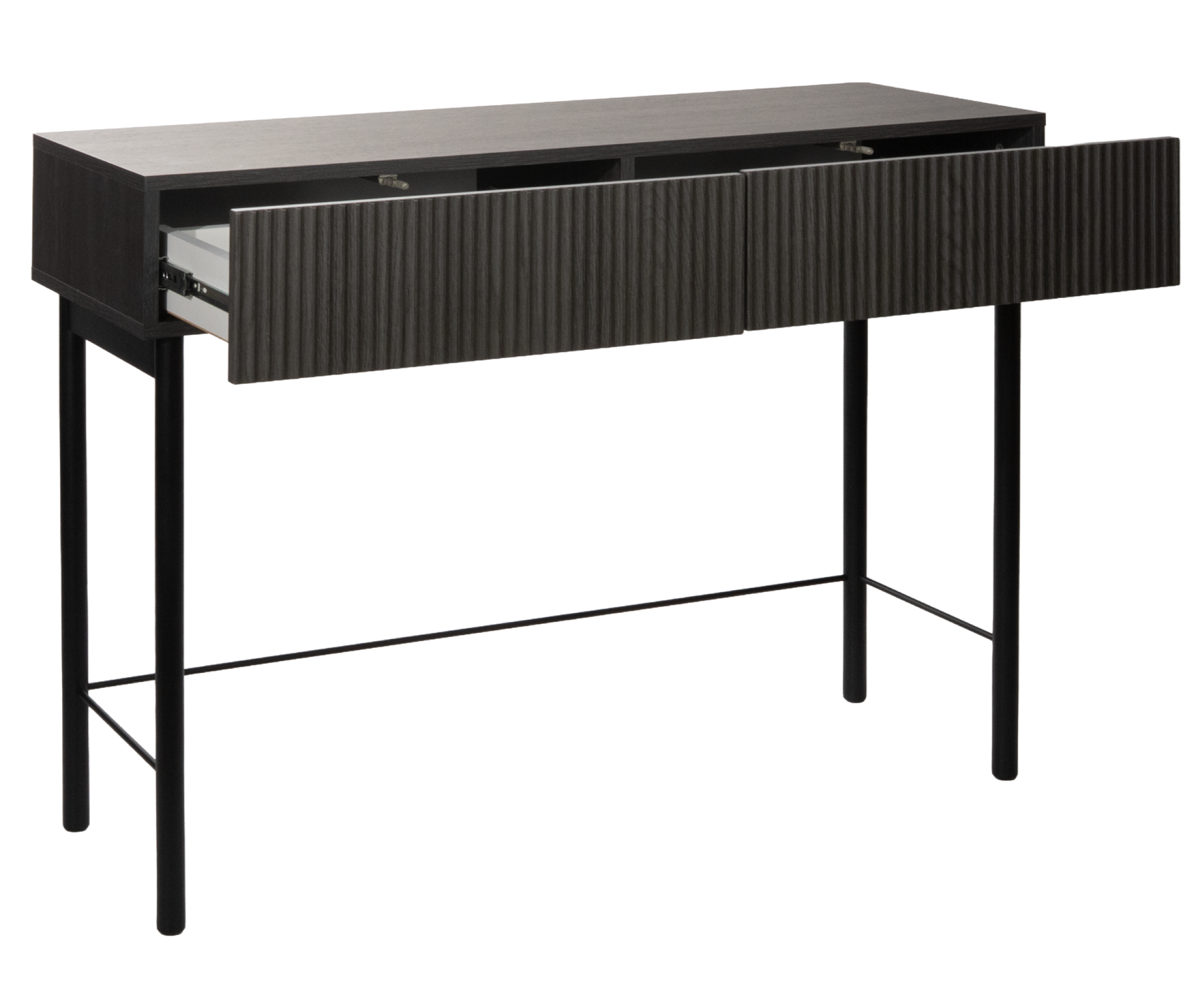 Schminktisch Nolie mit Schubladen und Beinen, 110 cm, Portland Esche, Schwarz