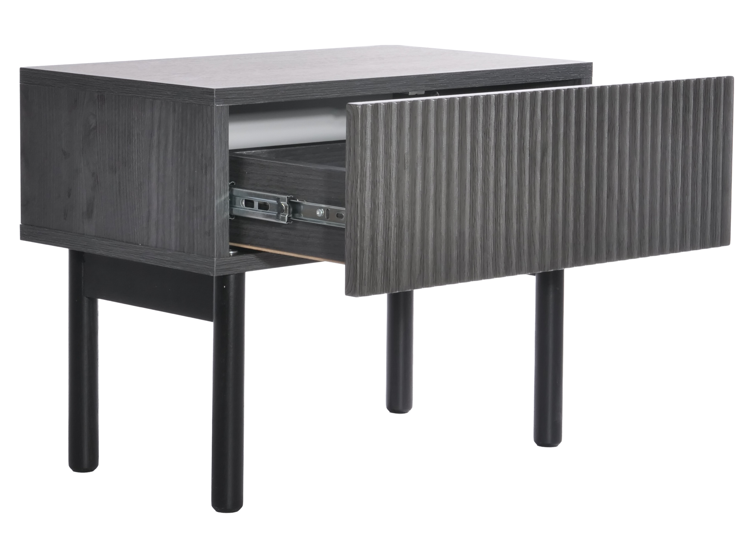 Nachtkommode Nolie mit Schublade und Füßen 50 cm Esche Portland Schwarz