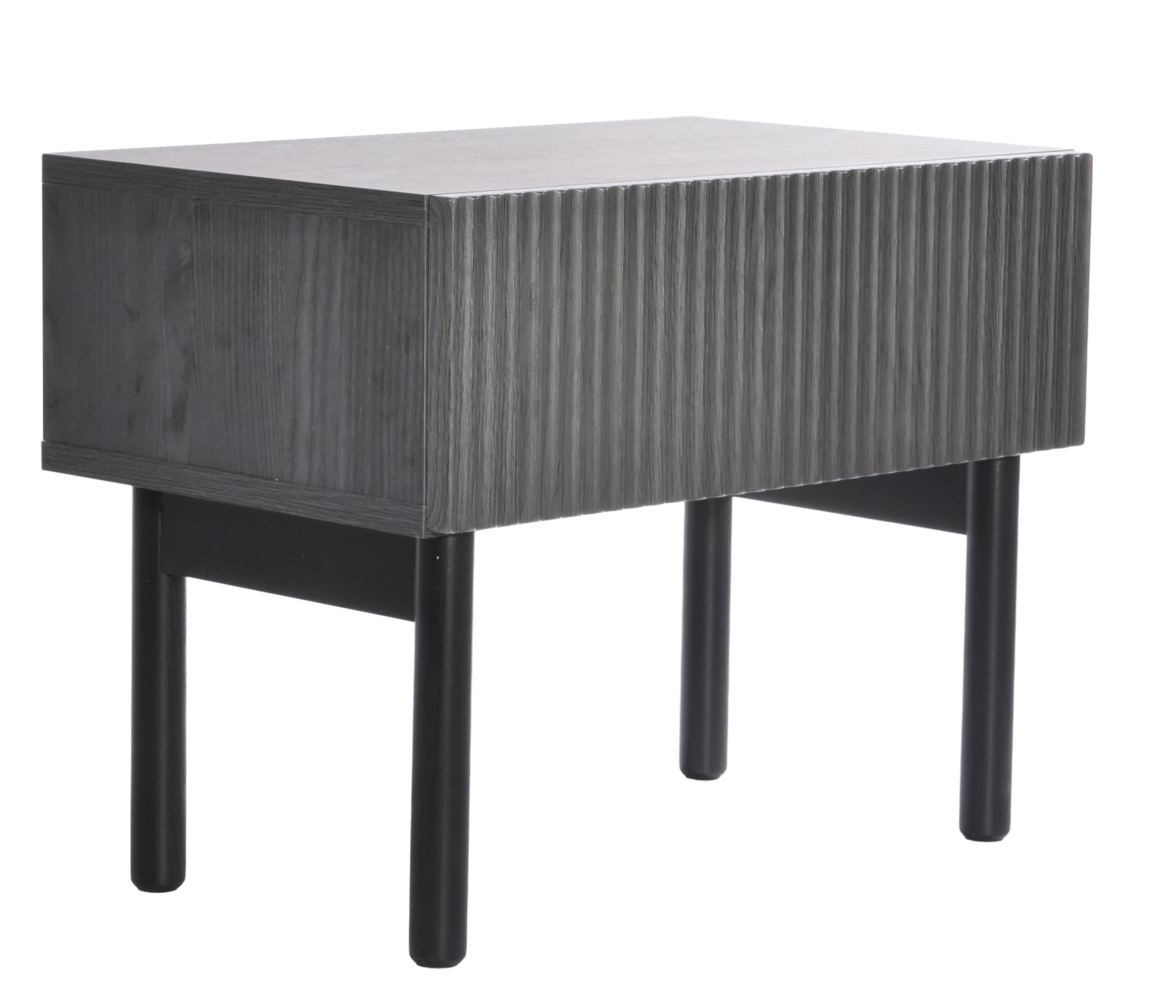 Nachtkommode Nolie mit Schublade und Füßen 50 cm Esche Portland Schwarz