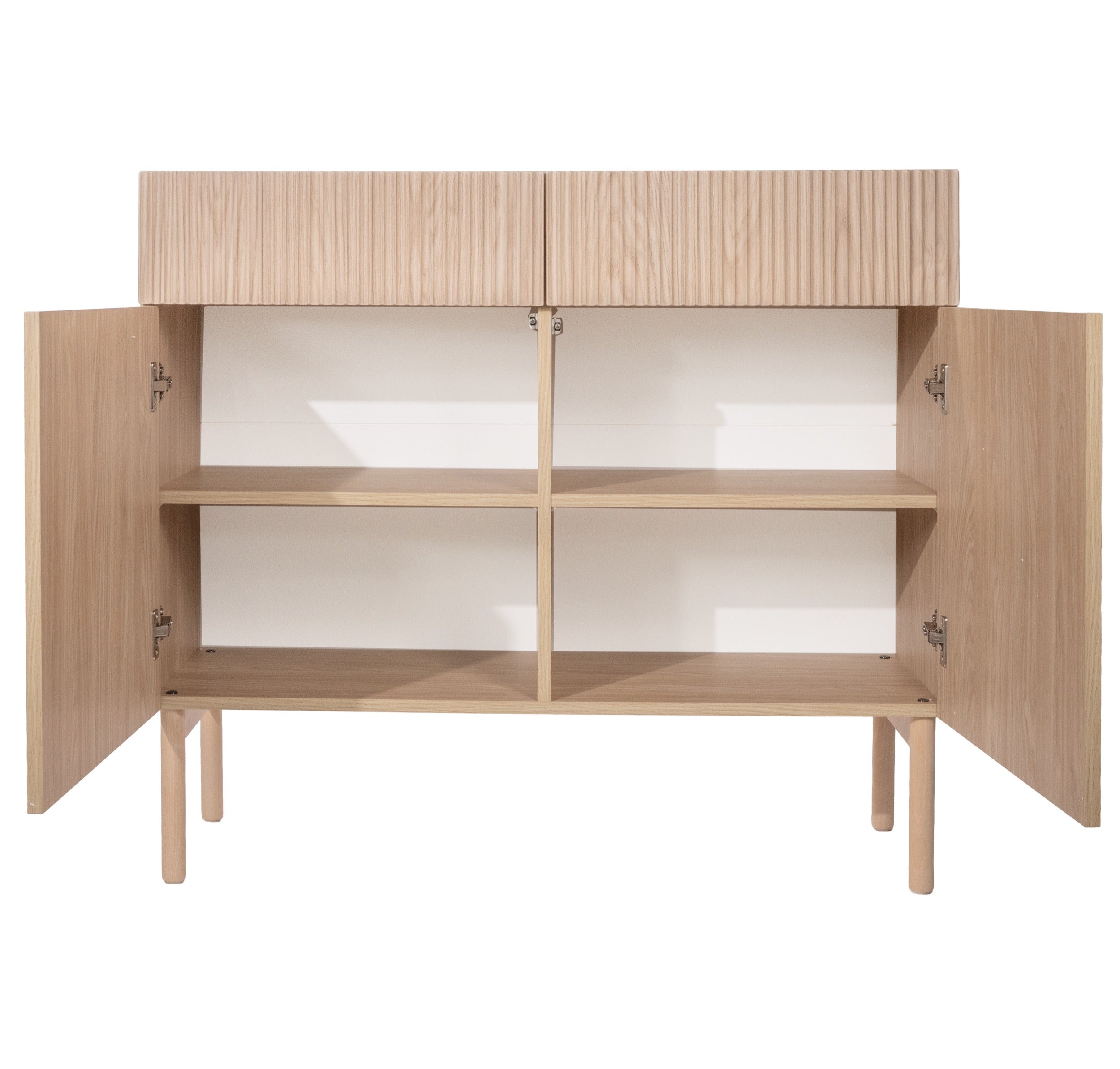 Zweiturige Kommode Nolie mit zwei Schubladen 100 cm geölte Eiche