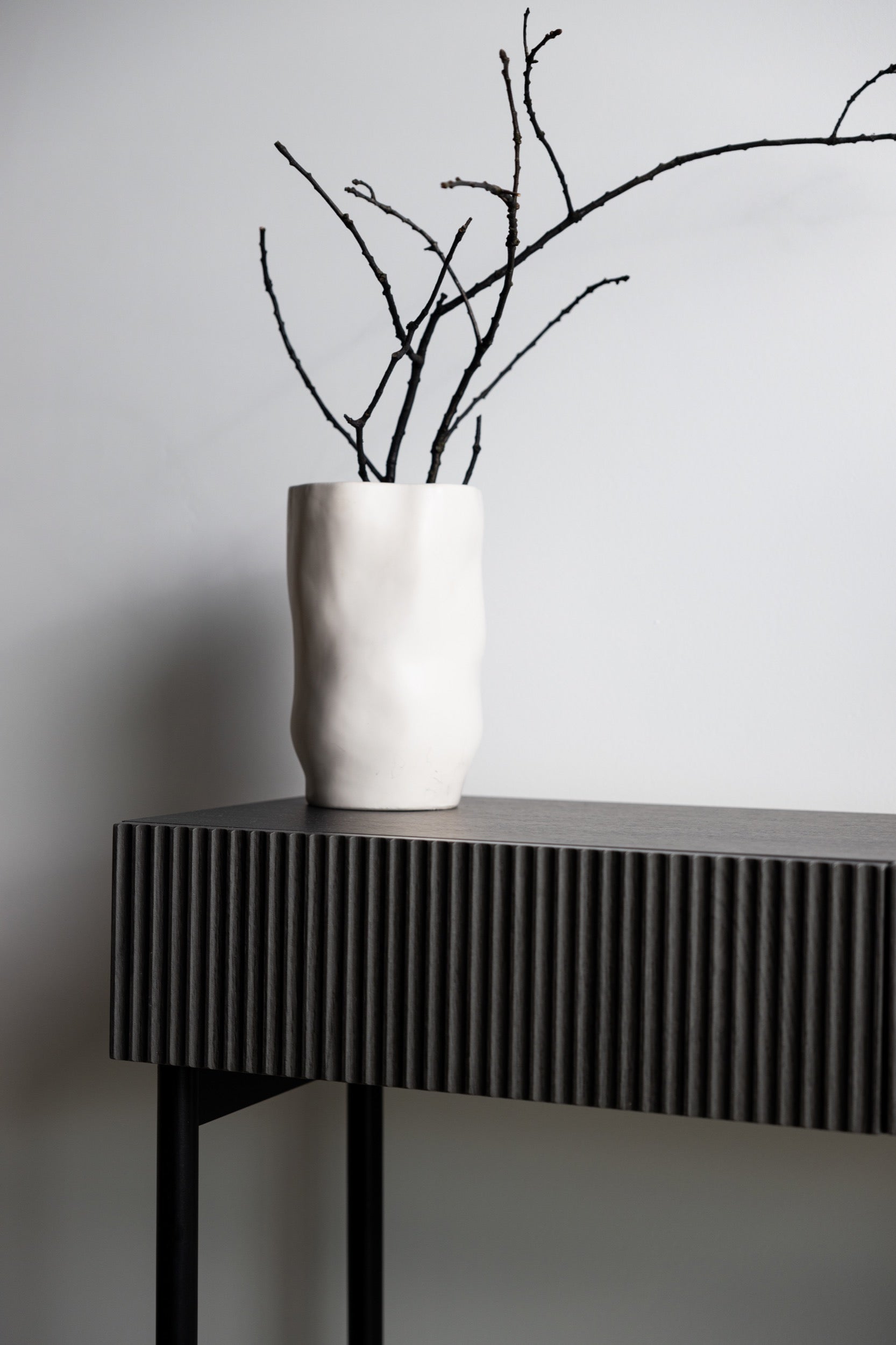 Schminktisch Nolie mit Schubladen und Beinen, 110 cm, Portland Esche, Schwarz