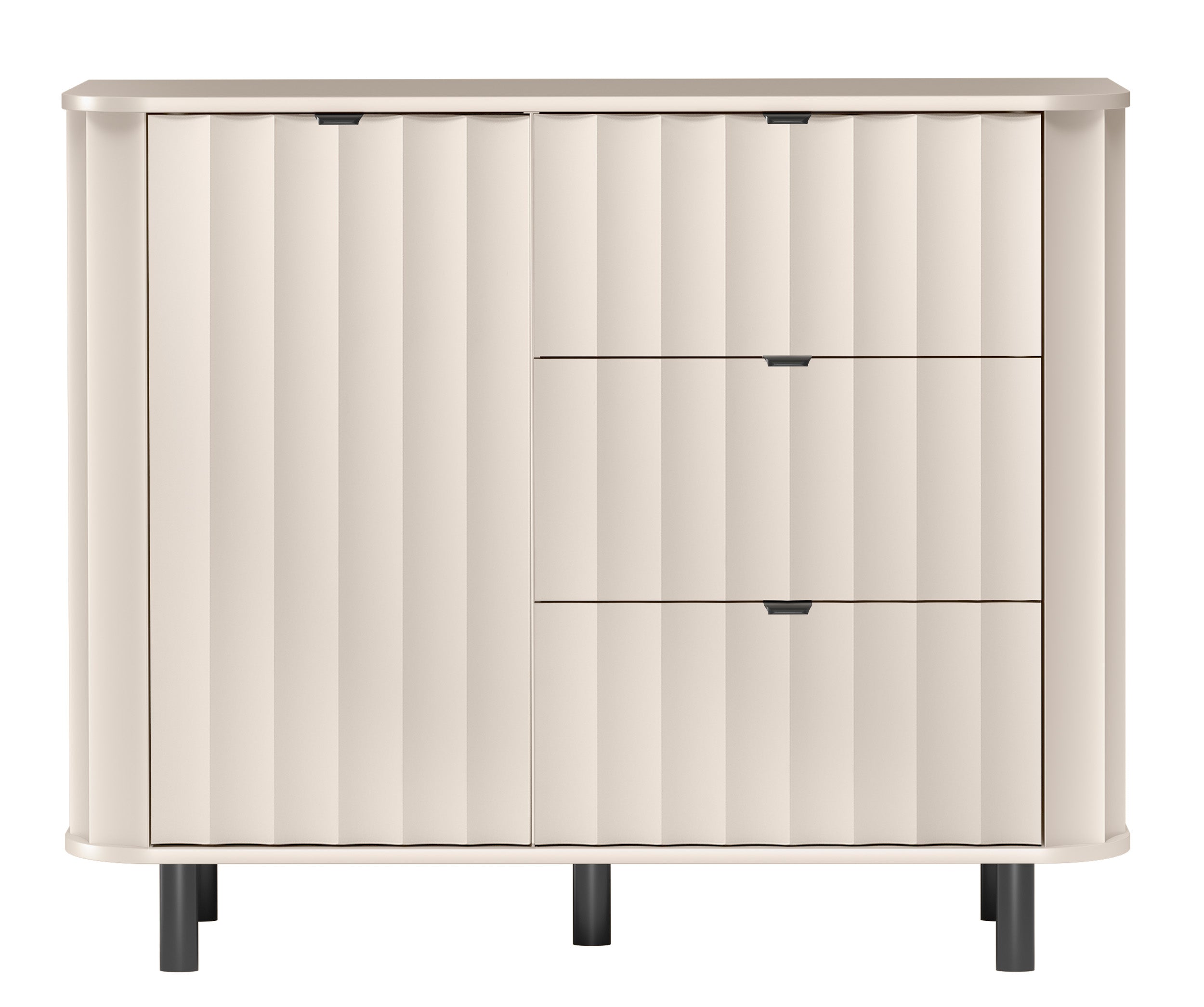 Novado Einzeltür-Kommode mit drei Schubladen, 111 cm, Kaschmir