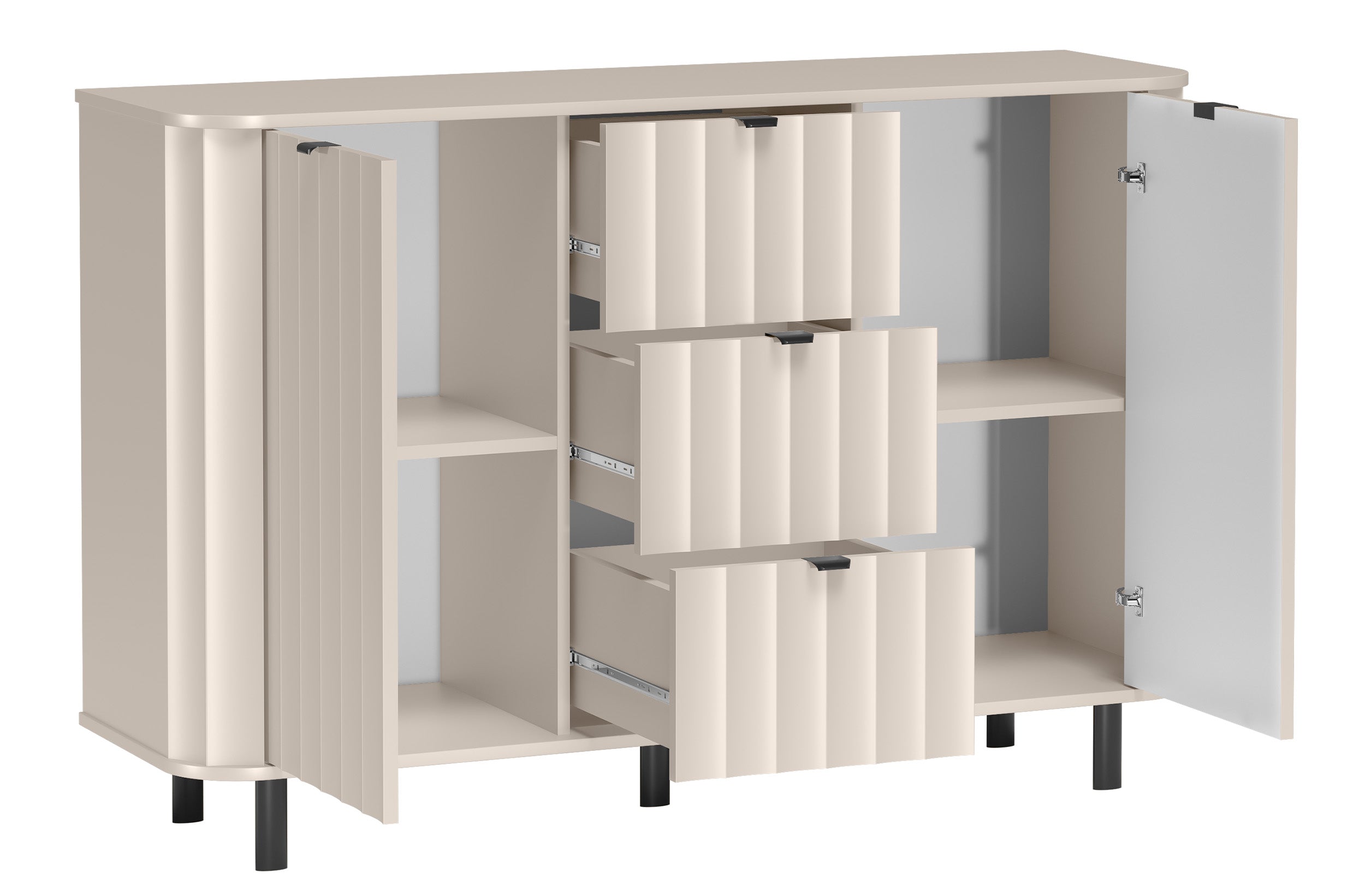 Novado Zweitürige Kommode mit drei Schubladen, 137 cm, Kaschmir