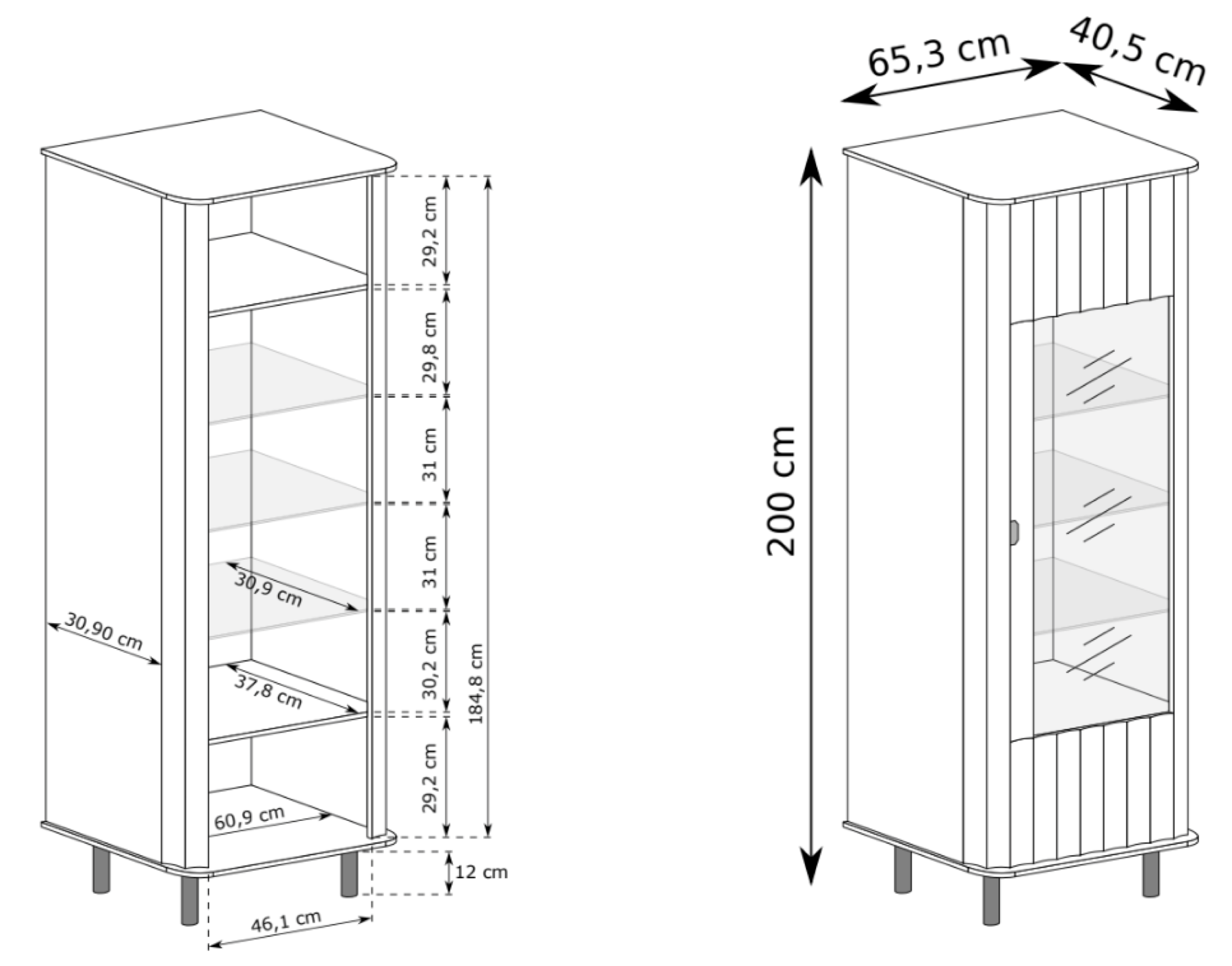 Novado hoher einflügeliger Schrank 65 cm Kaschmir