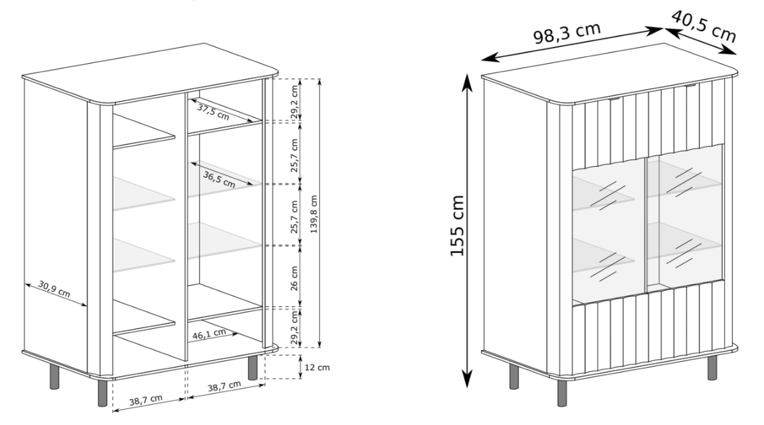 Novado Niedriger Schrank mit zwei Türen, 98 cm, Kaschmirfarbe