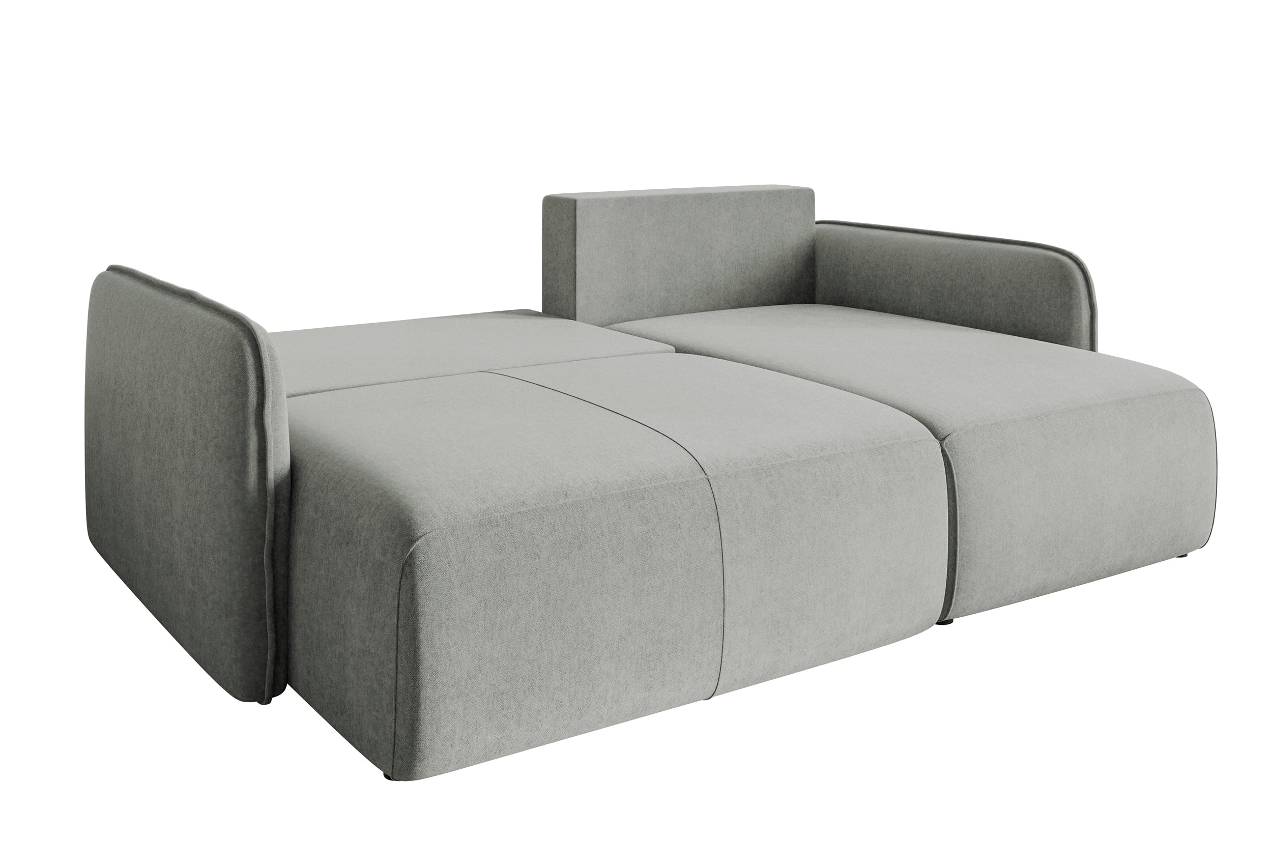 Ecksofa mit Schlaffunktion Mamla, L-förmig, hellgrau, mit Stauraum, hydrophober Samt, universell einsetzbar