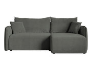 Ecksofa mit Schlaffunktion Mamla, L-förmig, grau, mit Stauraum, hydrophobes Samt, universell einsetzbar