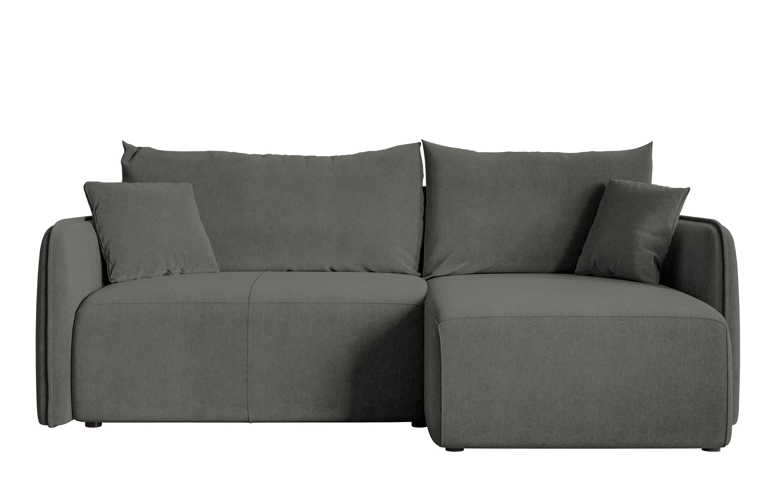 Ecksofa mit Schlaffunktion Mamla, L-förmig, grau, mit Stauraum, hydrophobes Samt, universell einsetzbar