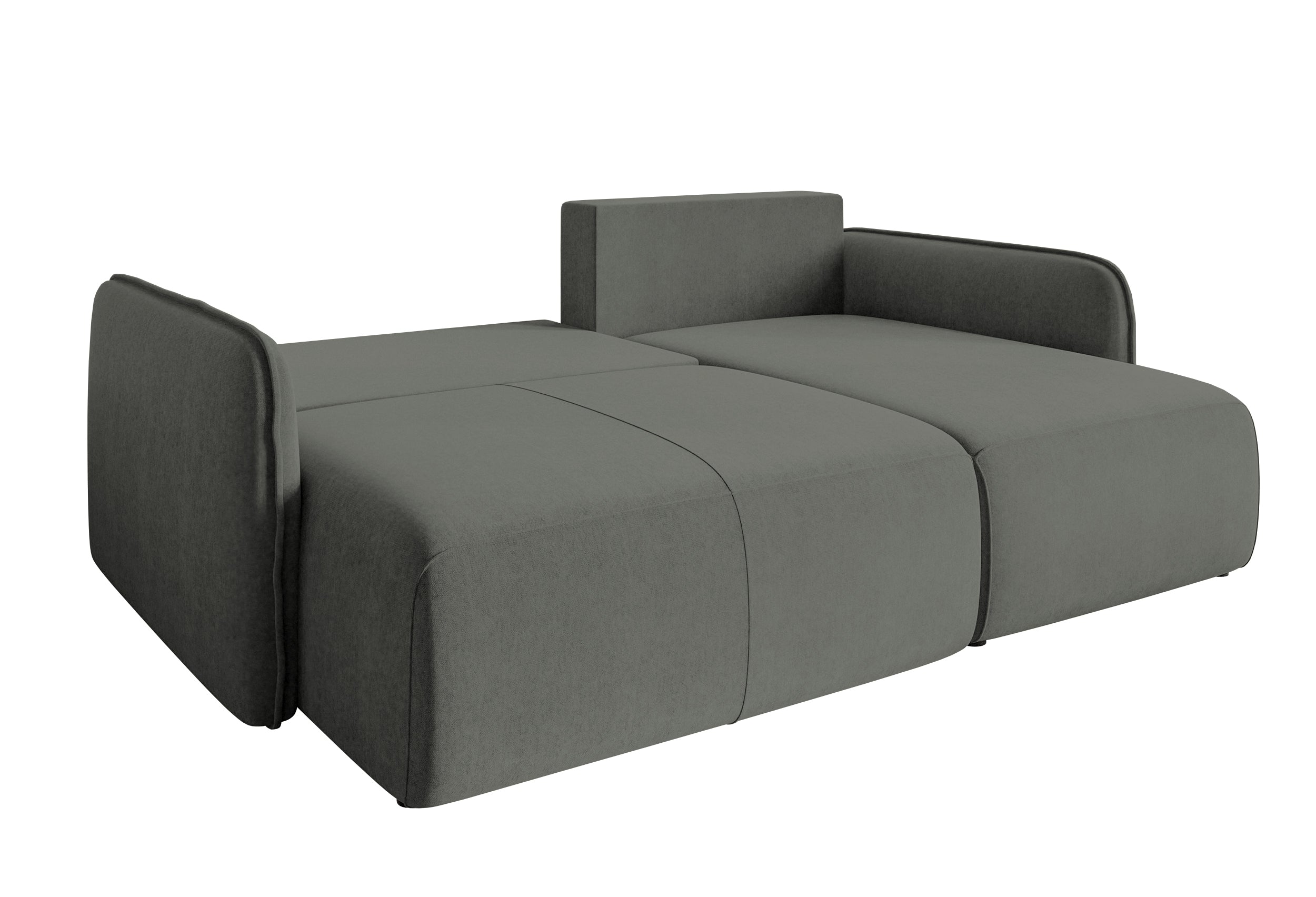 Ecksofa mit Schlaffunktion Mamla, L-förmig, grau, mit Stauraum, hydrophobes Samt, universell einsetzbar