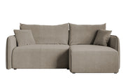 Ecksofa mit Schlafunktion Mamla, L-förmig, grau-beige, mit Stauraum, hydrophobes Samtgewebe, universell einsetzbar