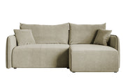 Ecksofa mit Schlaffunktion Mamla, L-förmig, hellbeige, mit Stauraum, wasserabweisender Velours, universell einsetzbar