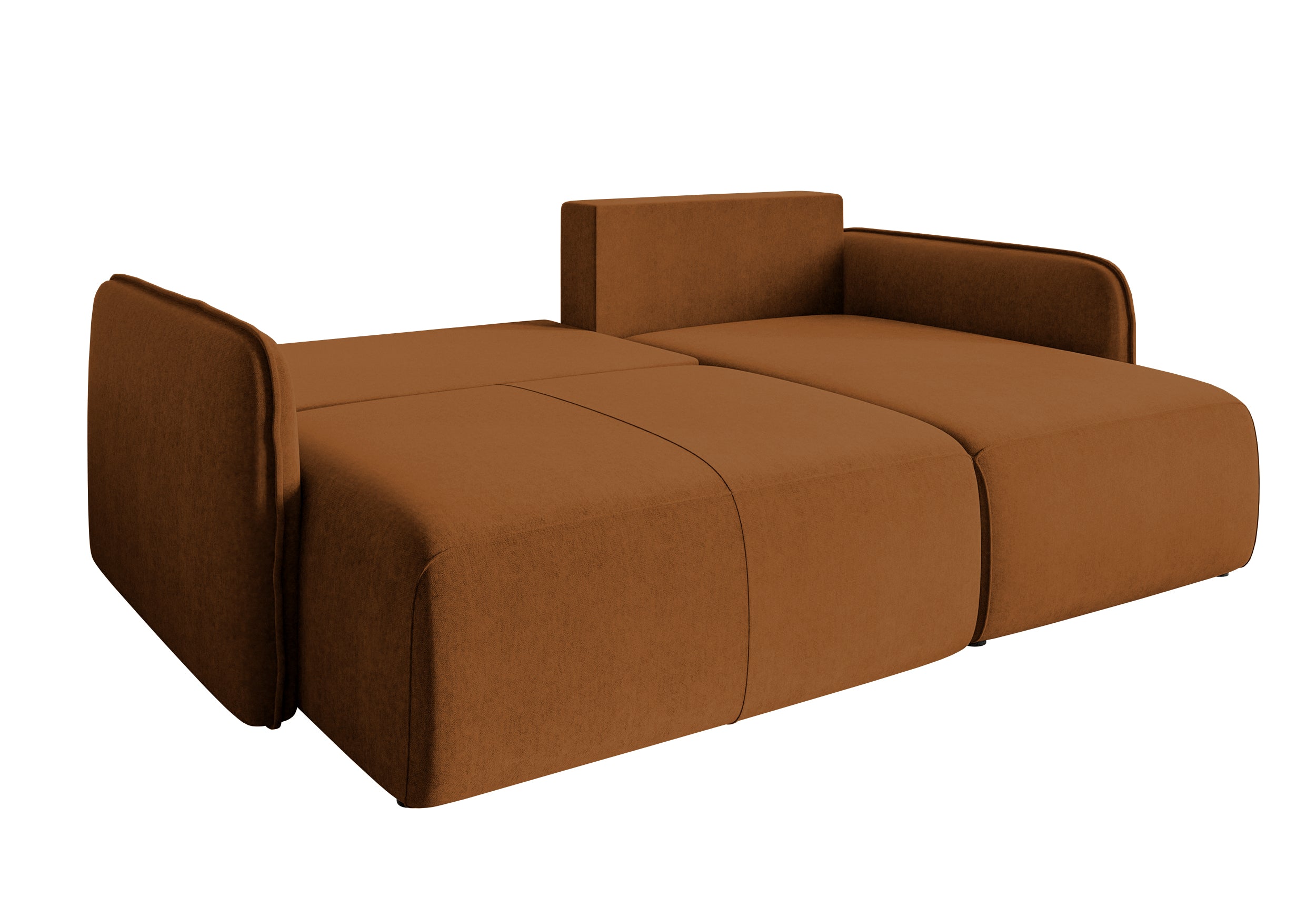 Ecksofa mit Schlaffunktion Mamla, L-förmig, kupferfarben, mit Stauraum, wasserabweisender Samt, universell einsetzbar