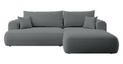 Ecksofa mit Schlaffunktion Ovo, L-förmig, dunkelgrauer Samt, mit Stauraum, aus leicht zu reinigendem Stoff, rechtsseitig