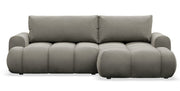 Ecksofa mit Schlaffunktion Ombo Mini, L-förmig, rechtsseitig, mit Stauraum, graubraunes Velours, wasserabweisend