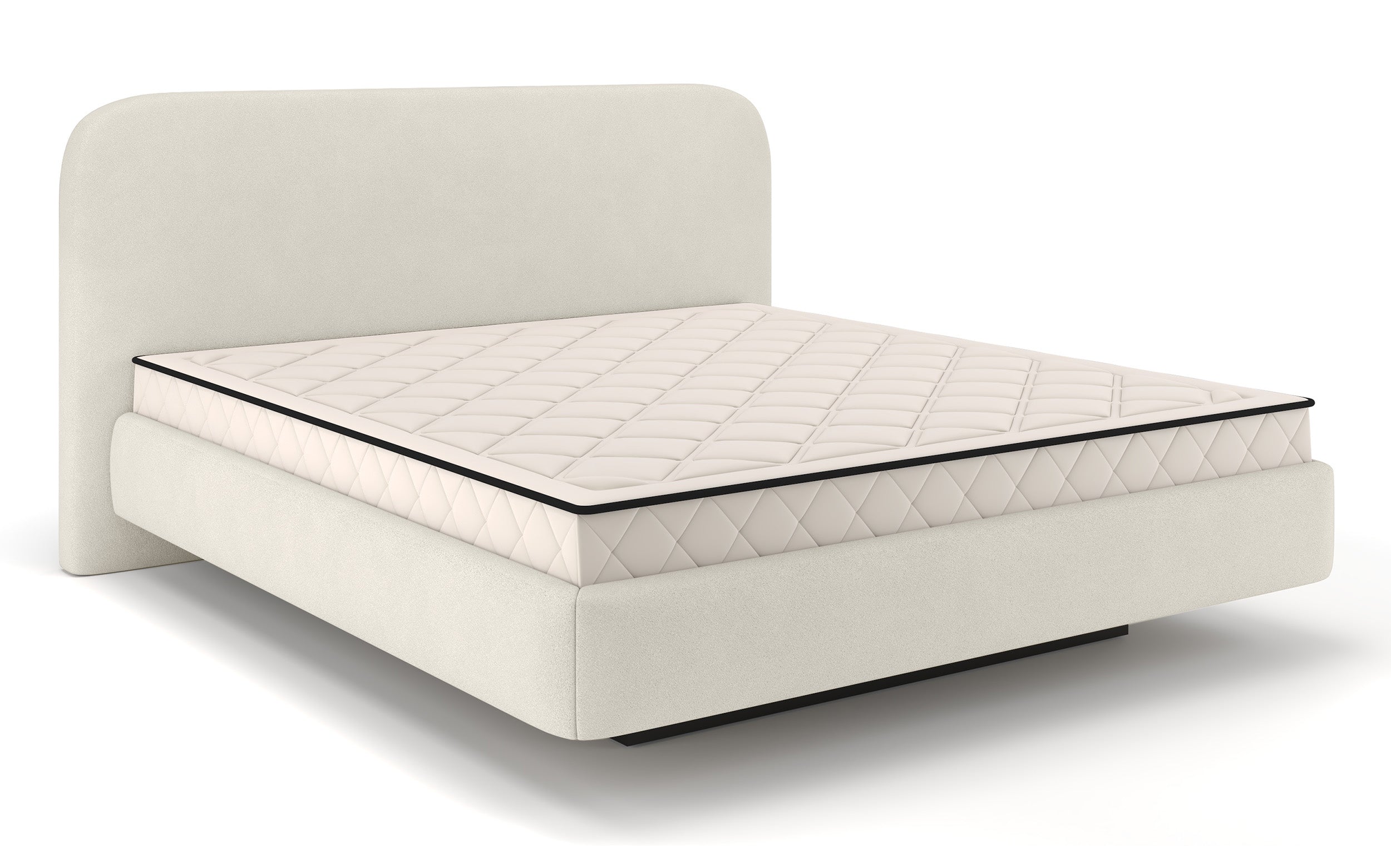 Gepolstertes Bett 120x200 cm Nellado mit Stauraum und Matratze, hellbeiger Chenillestoff