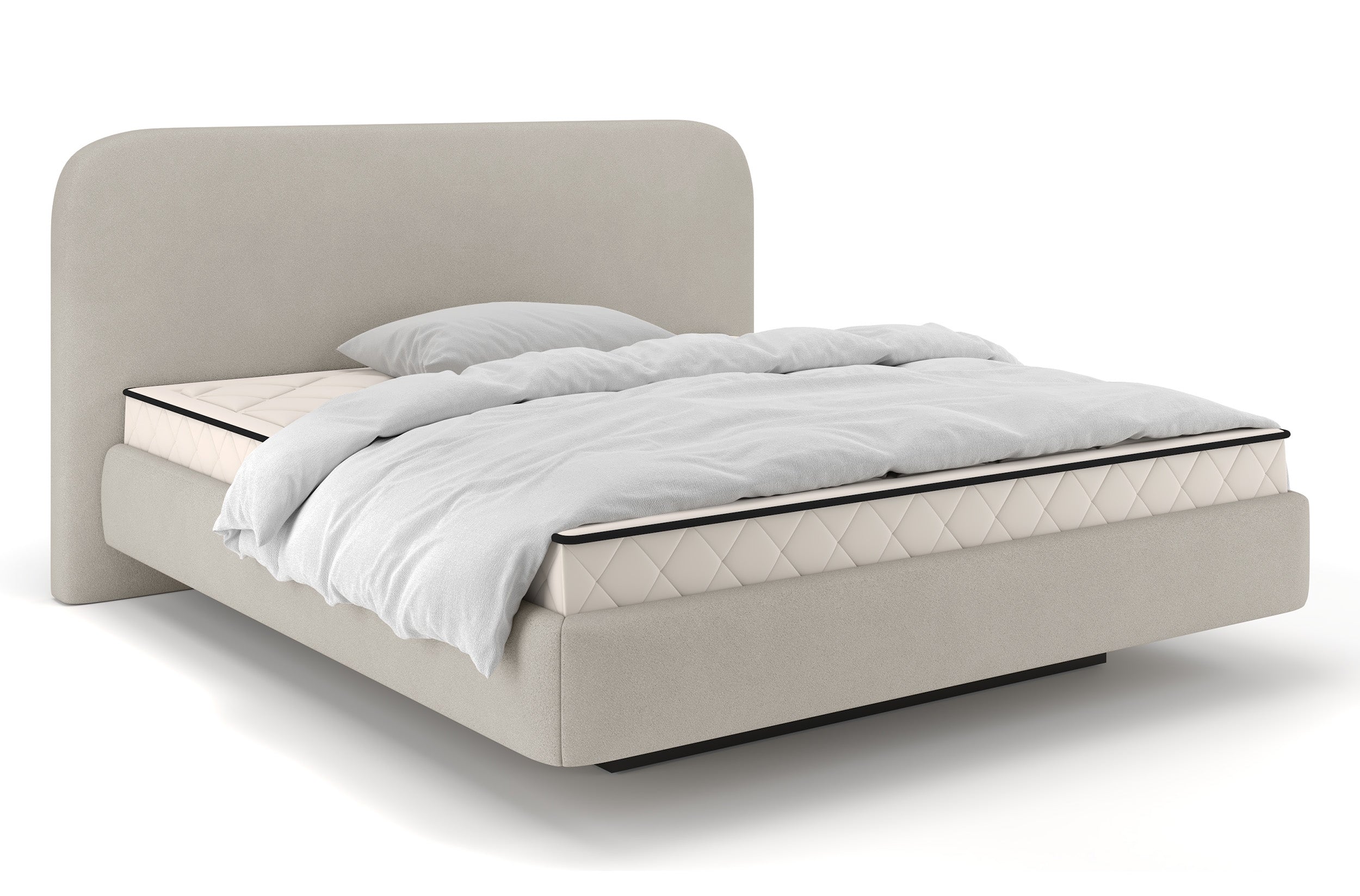 Gepolstertes Bett 160x200 cm Nellado mit Stauraum und Matratze in grau-beigem Chenillestoff