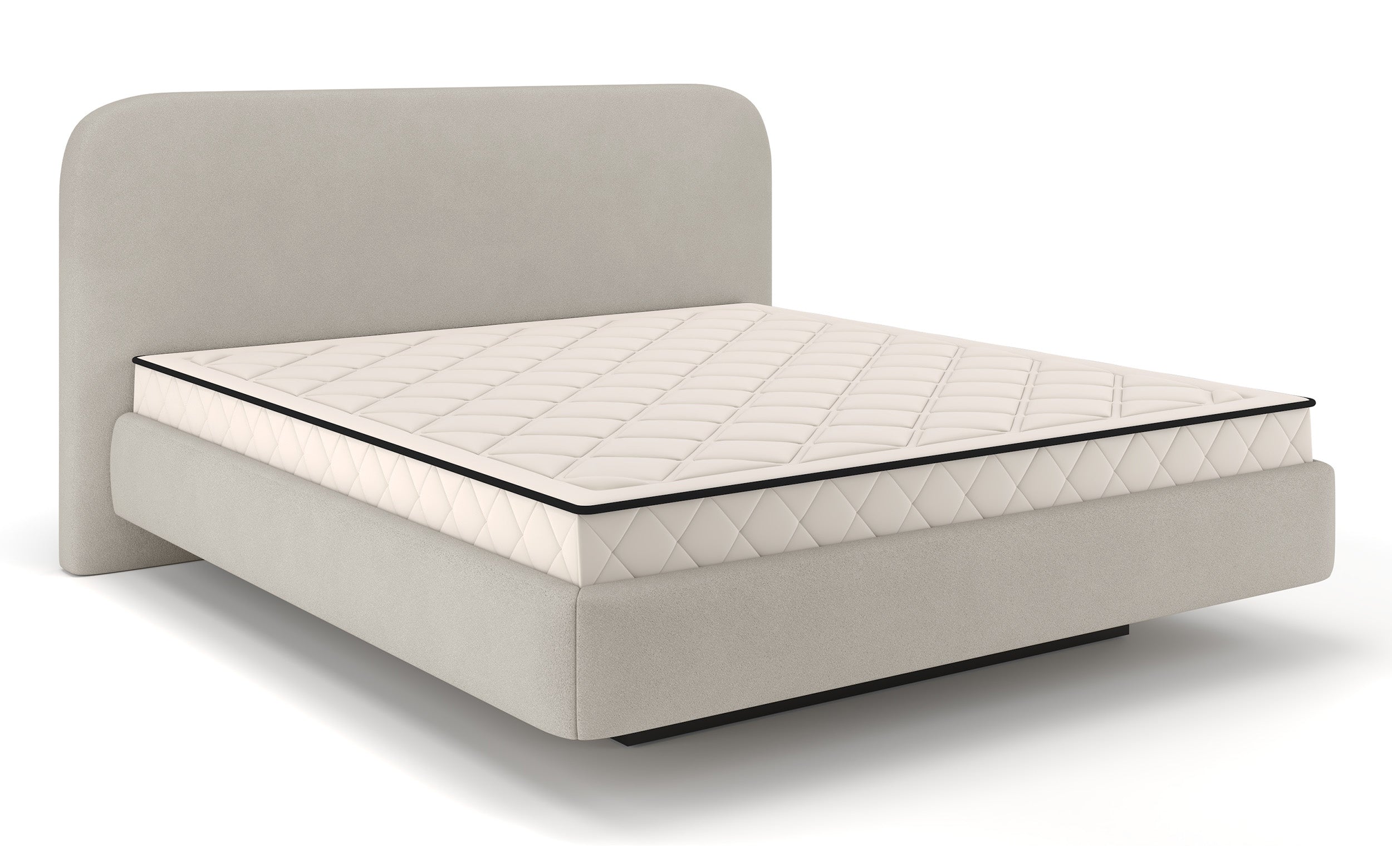 Gepolstertes Bett 160x200 cm Nellado mit Stauraum und Matratze in grau-beigem Chenillestoff