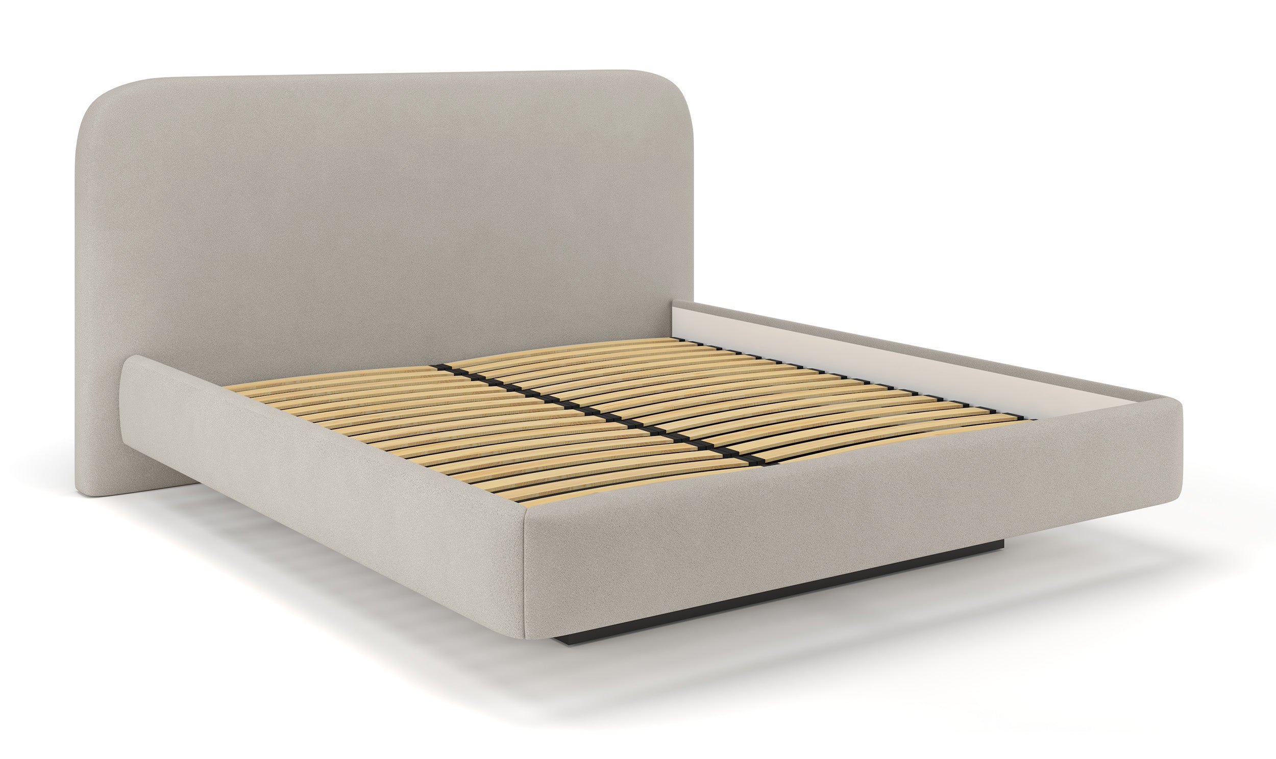 Gepolstertes Bett 160x200 cm Nellado mit Stauraum und Matratze in grau-beigem Chenillestoff