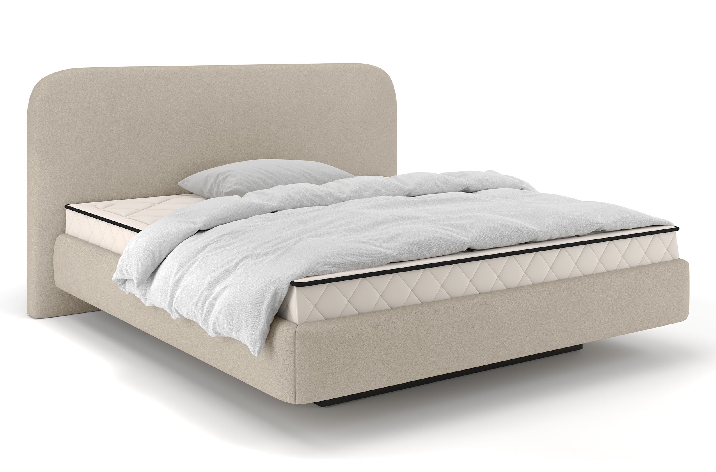 Polsterbett 180x200 cm Nellado mit Stauraum und Matratze, beige Chenille