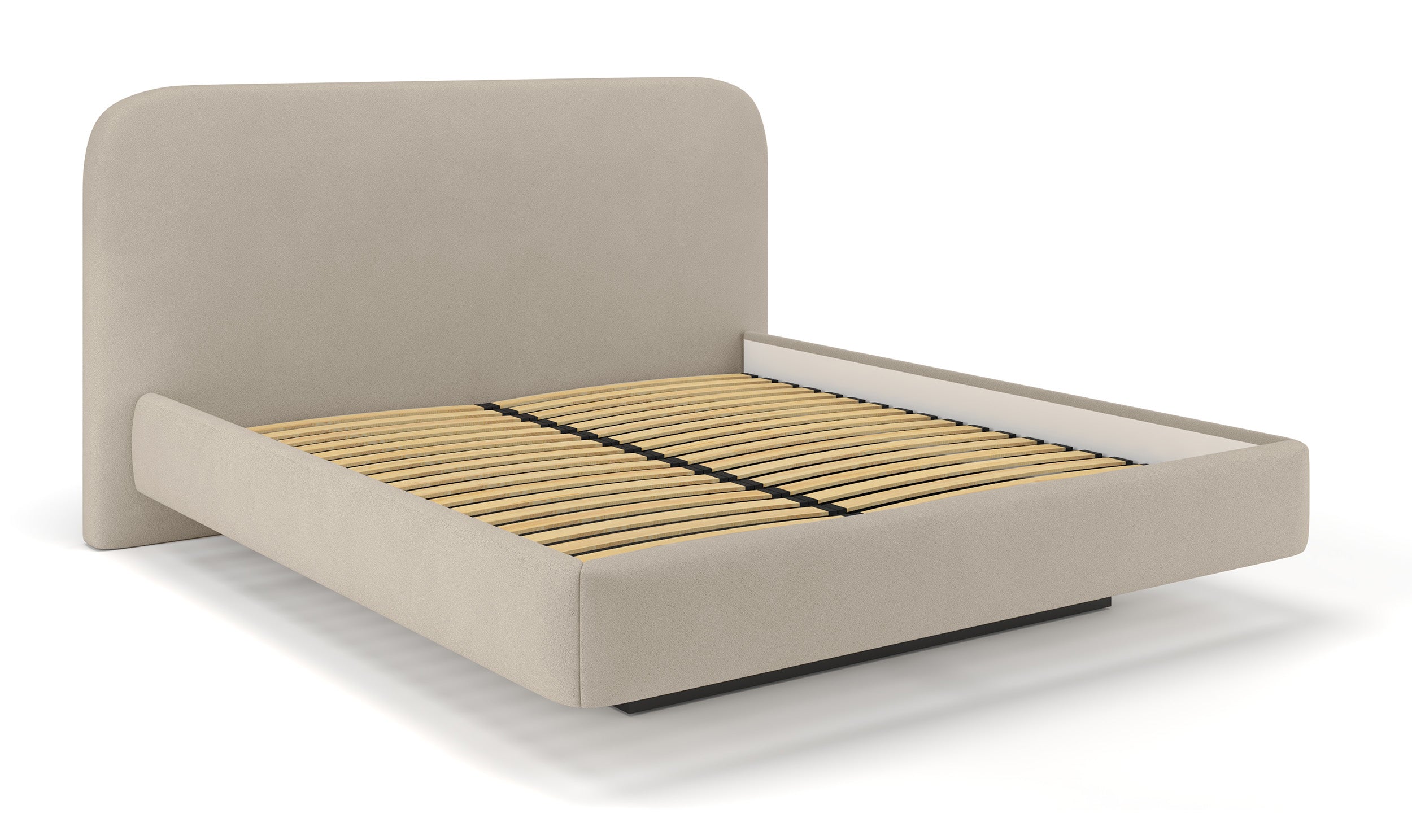 Polsterbett 180x200 cm Nellado mit Stauraum und Matratze, beige Chenille