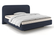 Polsterbett 140x200 cm Nellado mit Stauraum und Matratze in Denim-Schenille