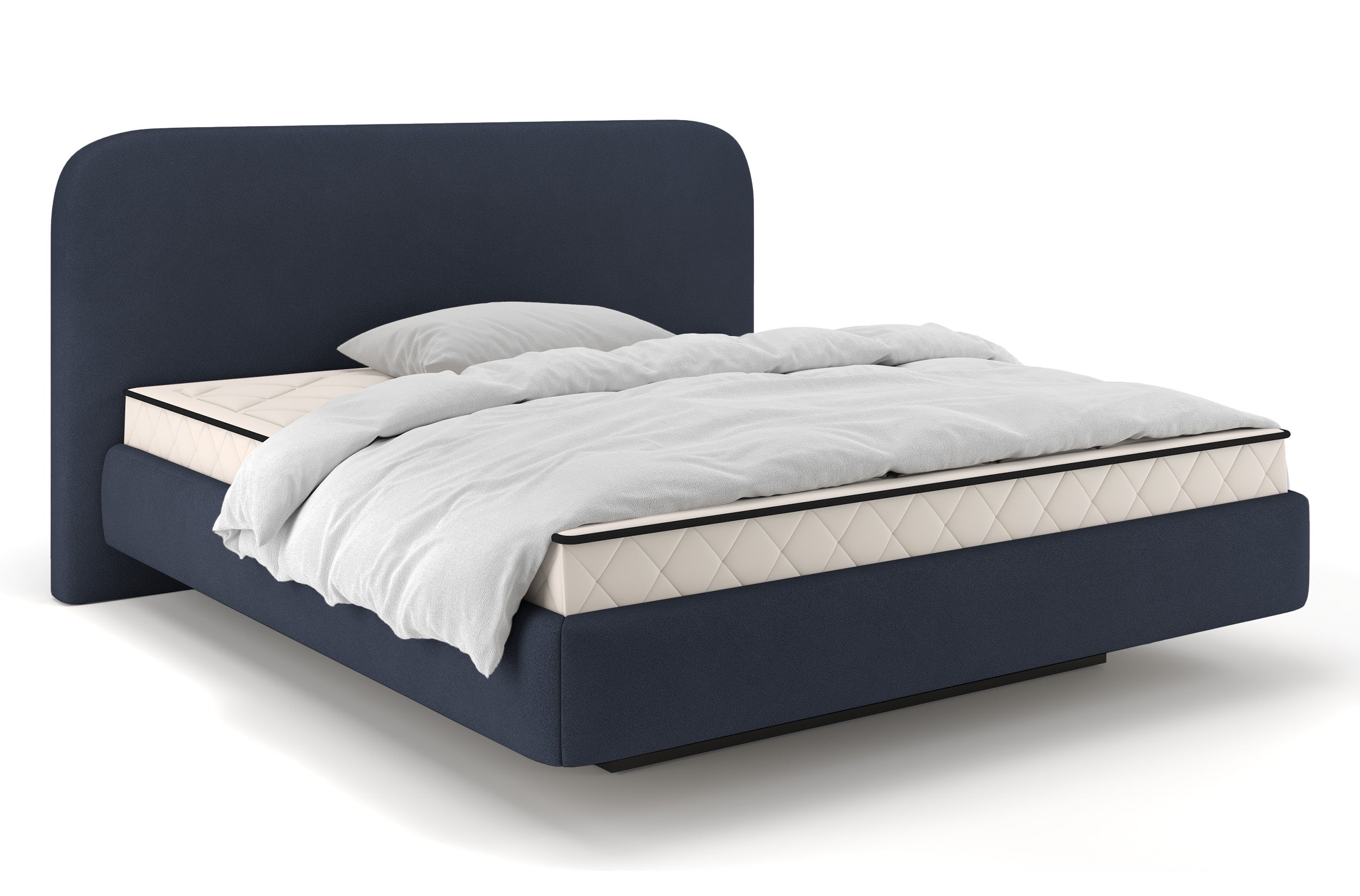 Polsterbett 140x200 cm Nellado mit Stauraum und Matratze in Denim-Schenille