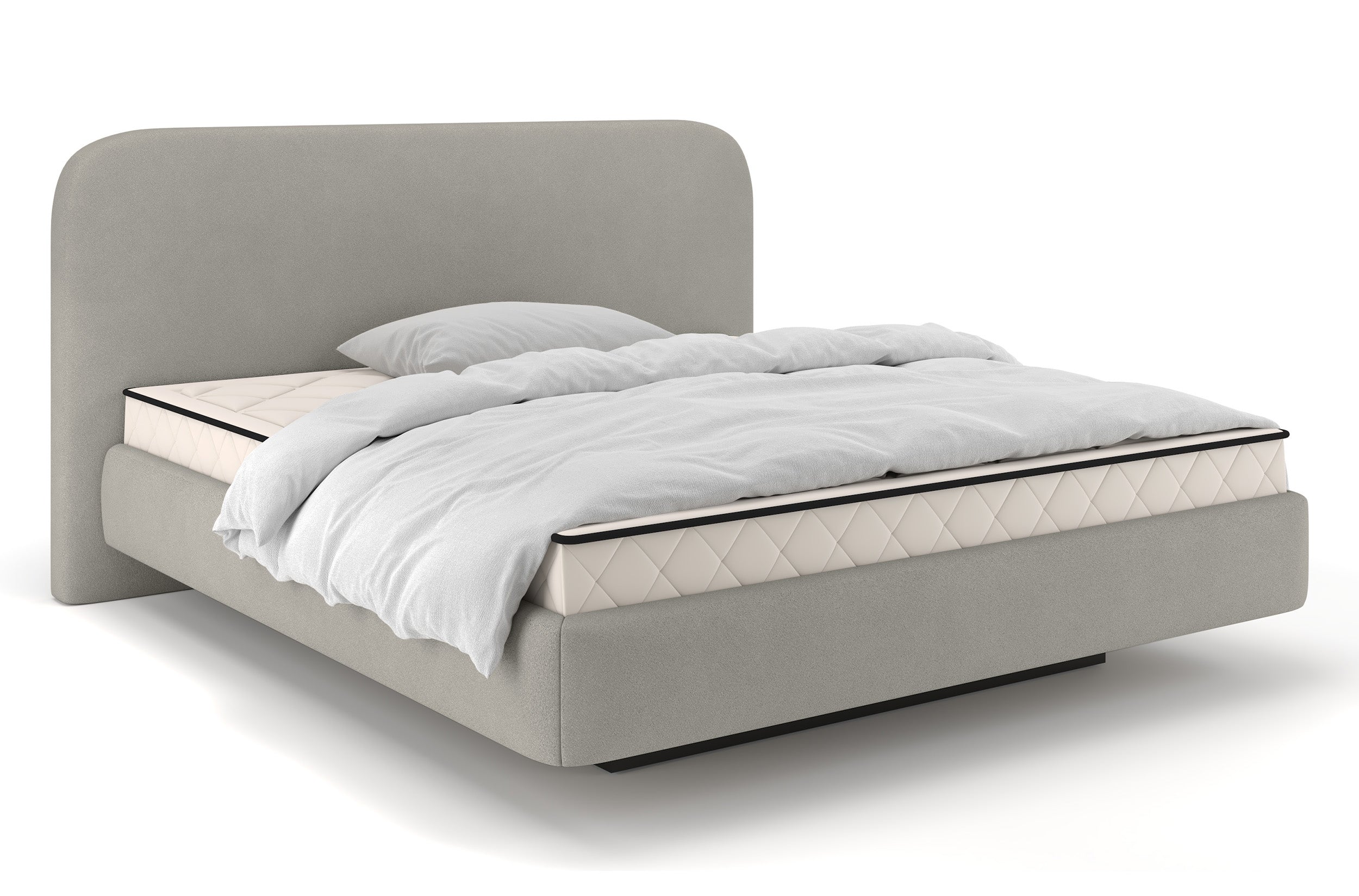 Gepolstertes Bett 180x200 cm Nellado mit Stauraum, grauer Chenille-Stoff