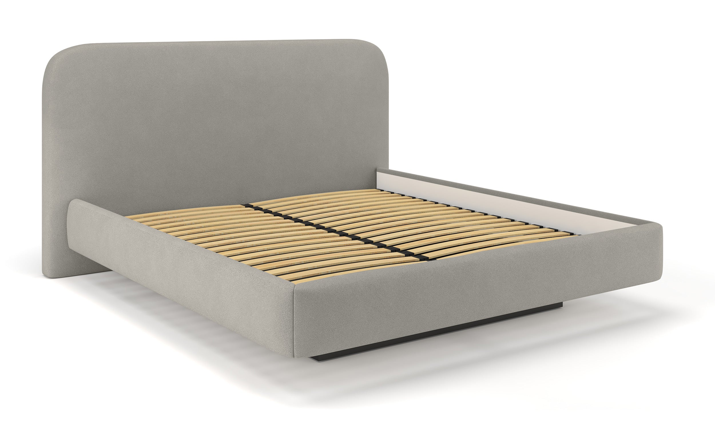 Gepolstertes Bett 180x200 cm Nellado mit Stauraum, grauer Chenille-Stoff