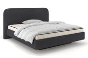 Gepolstertes Bett 120x200 cm Nellado mit Stauraum und Matratze, dunkelgrauer Chenillestoff