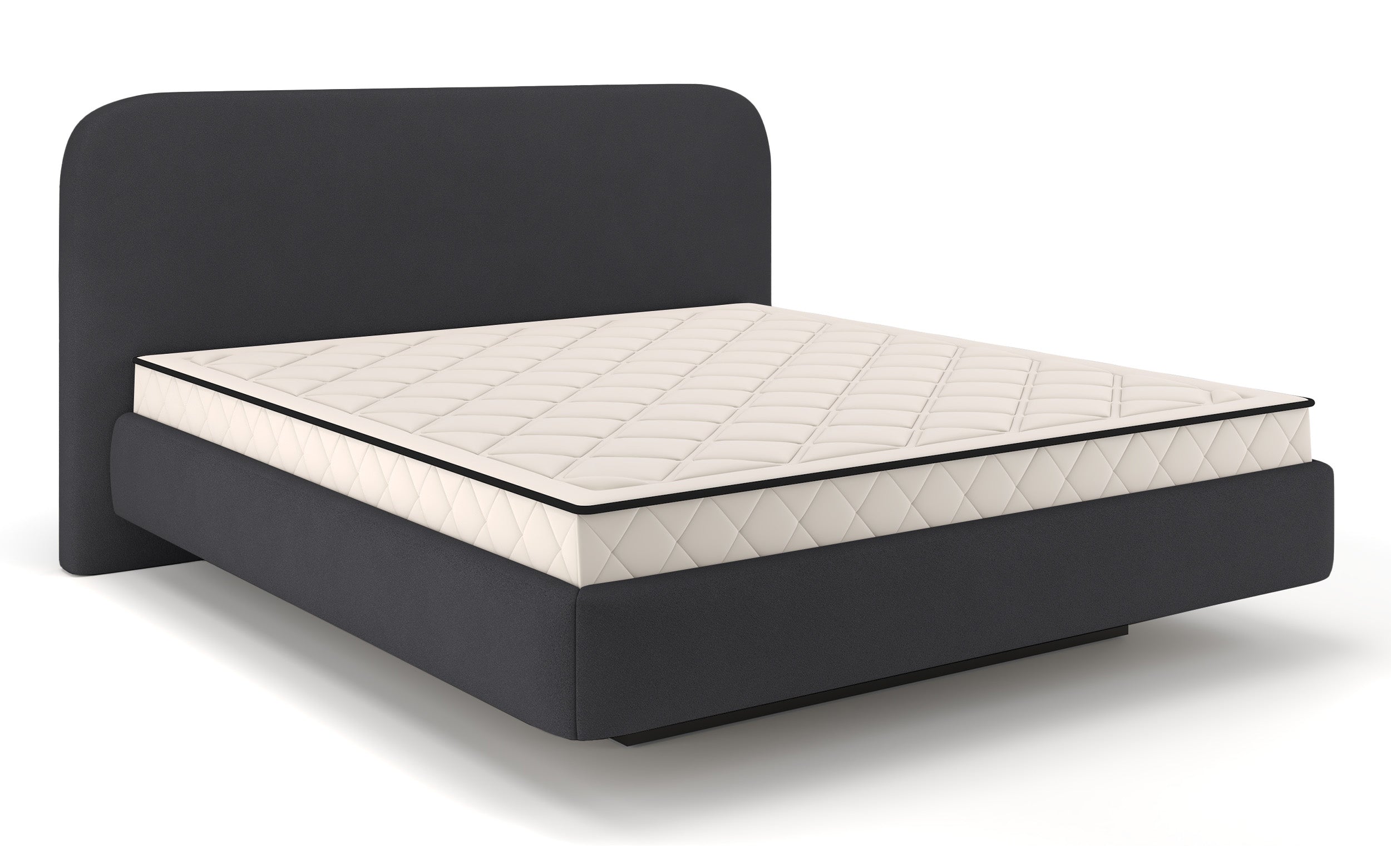 Gepolstertes Bett 120x200 cm Nellado mit Stauraum und Matratze, dunkelgrauer Chenillestoff