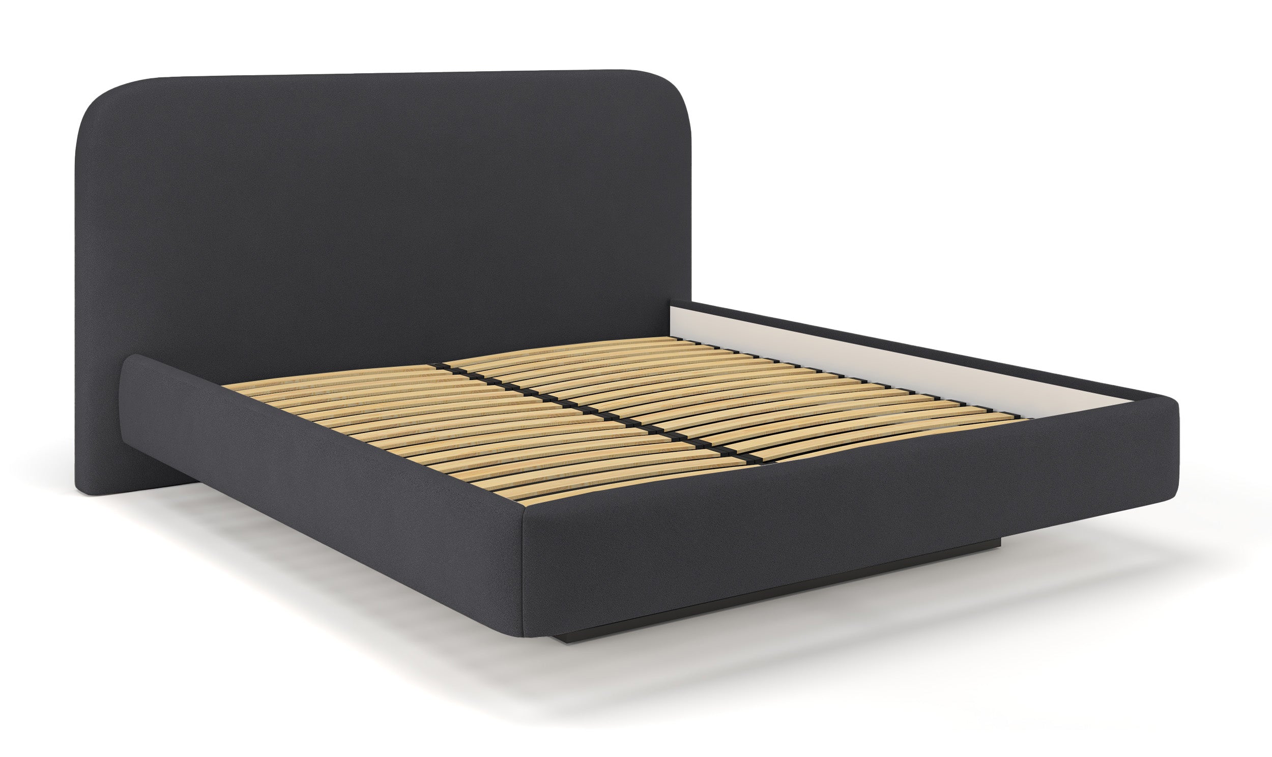 Polsterbett 140x200 cm Nellado mit Stauraum, dunkelgrauer Chenillestoff