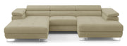 Ecksofa mit Schlaffunktion Nollia, U-förmig, rechtsseitig, mit verstellbaren Kopfstützen und zwei Stauraumfächern, beige Bouclé