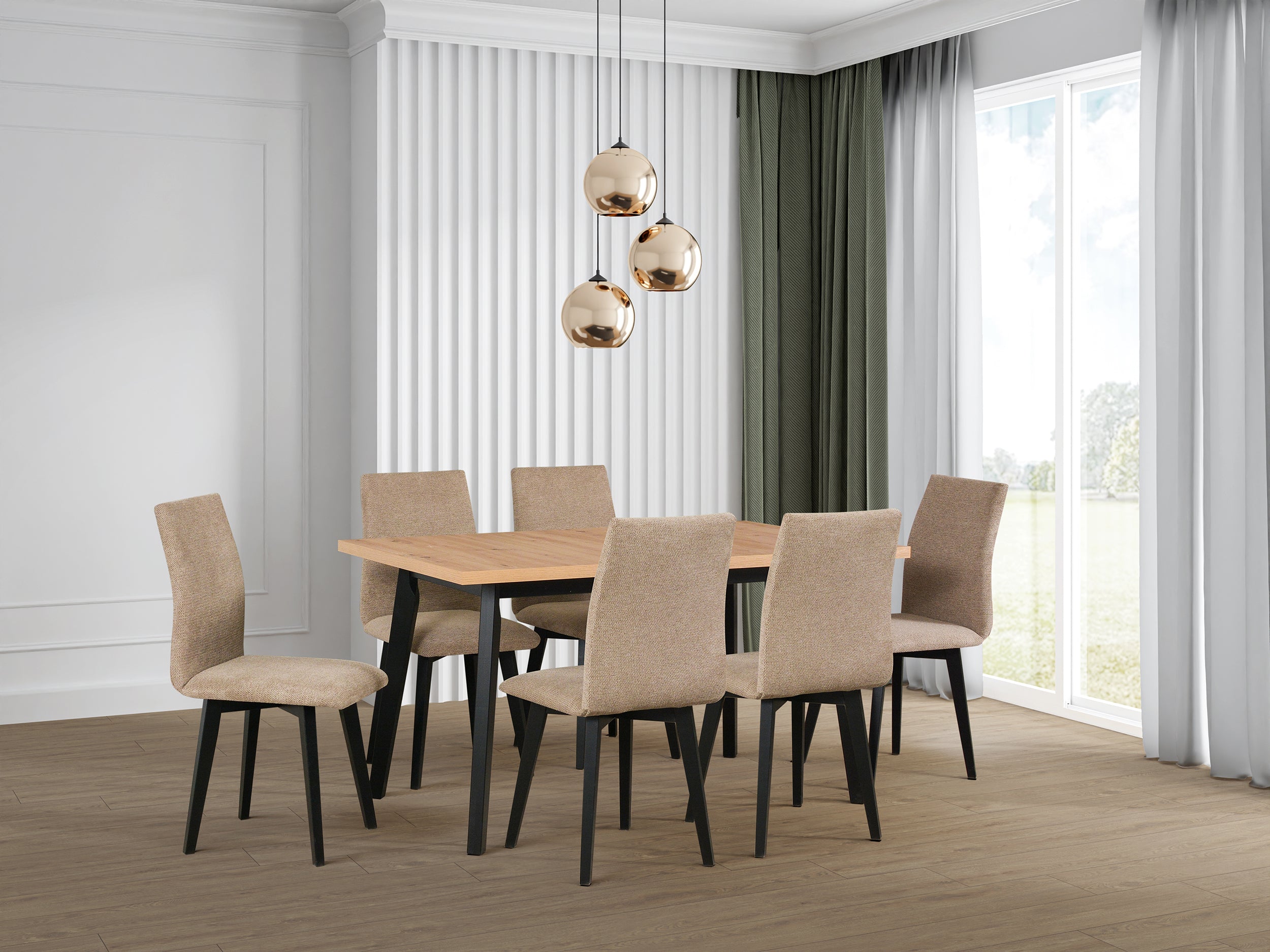 Ausziehbarer Esstisch aus Holz Korror 140-180x80 cm schwarz/Eiche Artisan