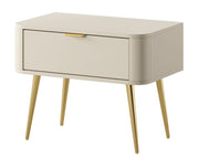 Ovaler Nachttisch mit Schublade 63 cm sandbeige