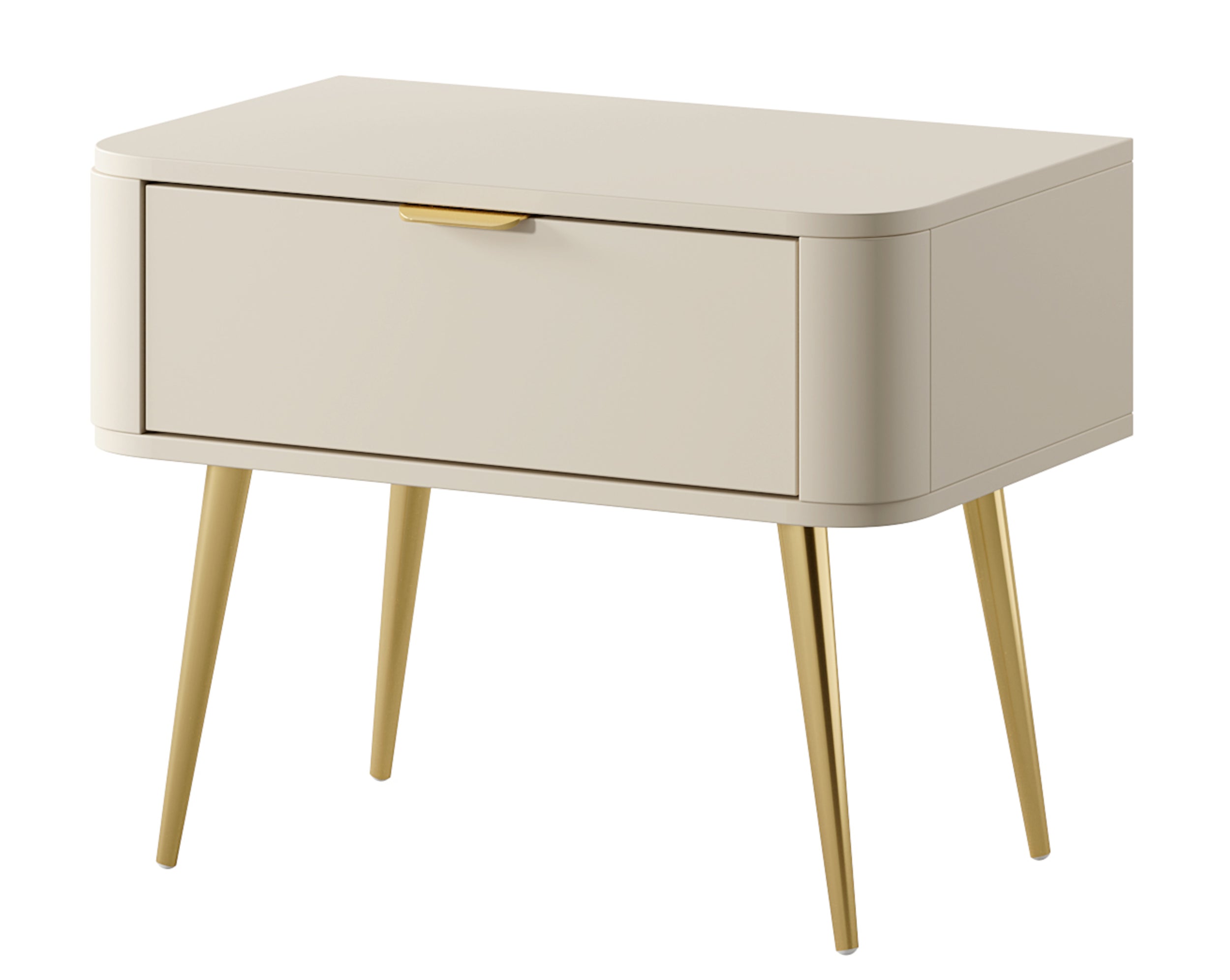 Ovaler Nachttisch mit Schublade 63 cm sandbeige