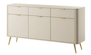 Oval dreitürige Kommode mit Schubladen, 163,5 cm, sandbeige