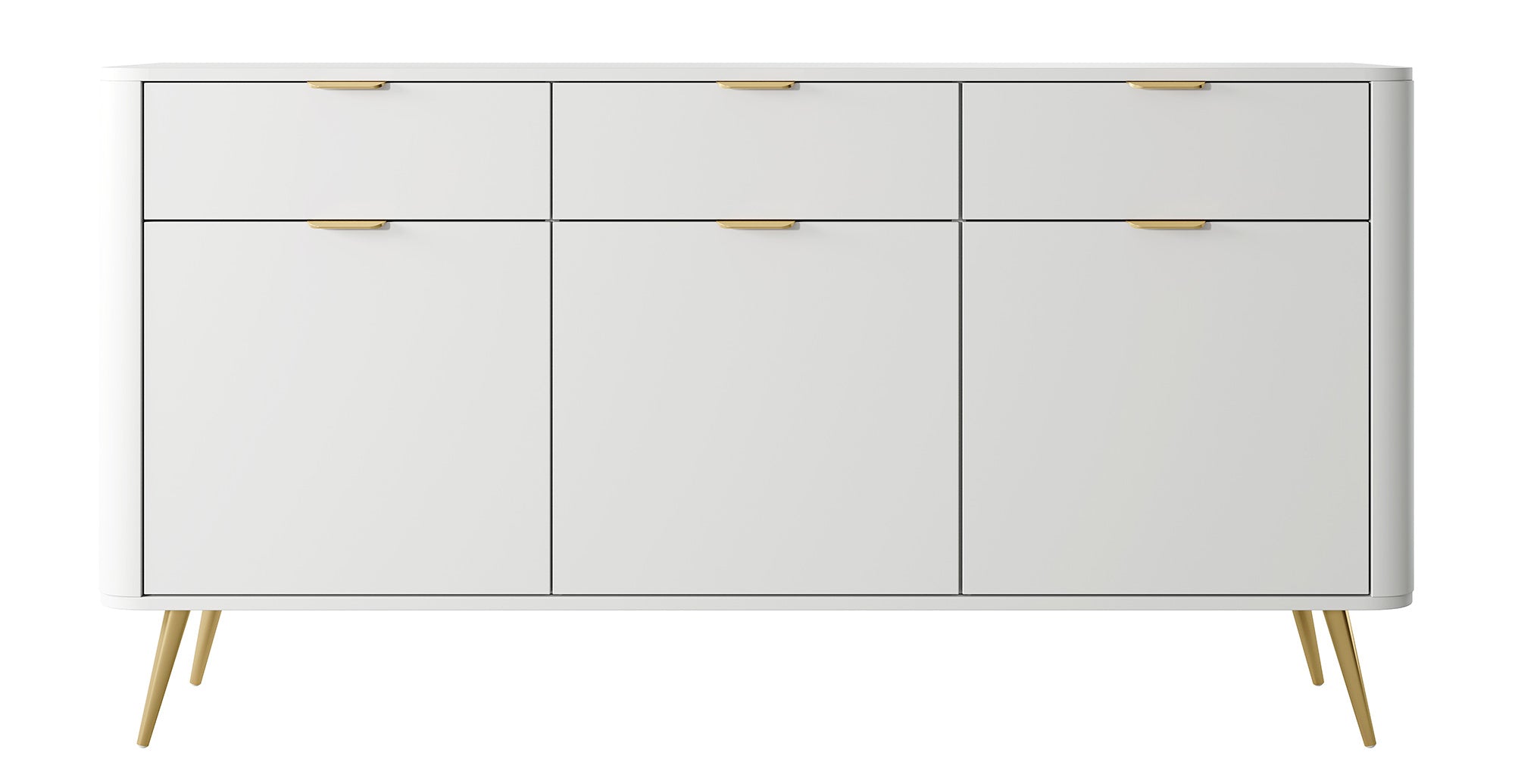 Drehtür-Kommode Oval mit Schubladen 163,5 cm Weiß