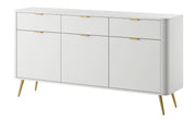 Drehtür-Kommode Oval mit Schubladen 163,5 cm Weiß