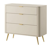 Oval-Kommode mit drei Schubladen, 92 cm, sandbeige