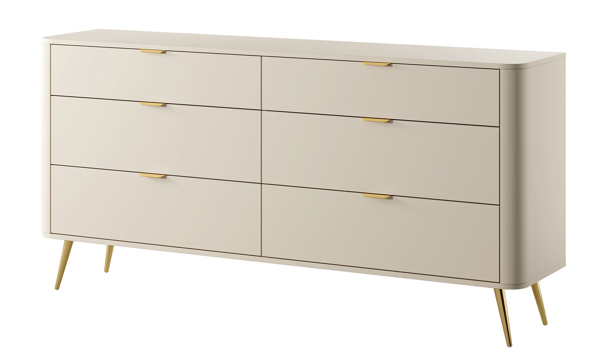 Oval-Kommode mit sechs Schubladen 173 cm beige sandfarben