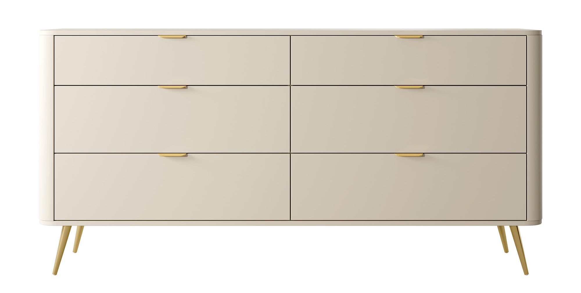 Oval-Kommode mit sechs Schubladen 173 cm beige sandfarben