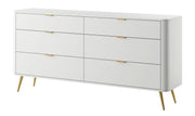 Oval-Kommode mit sechs Schubladen, 173 cm, Weiß