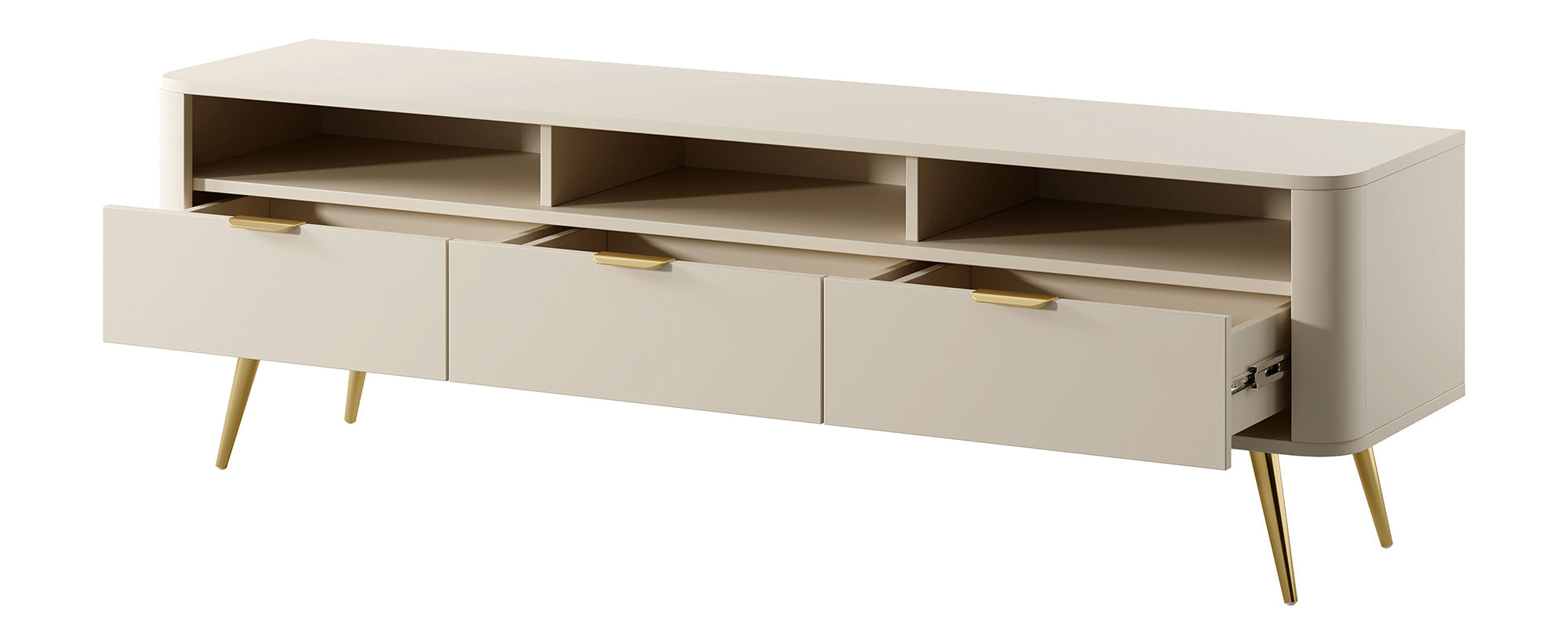 TV-Schrank Oval 160 cm mit Nischen sandbeige