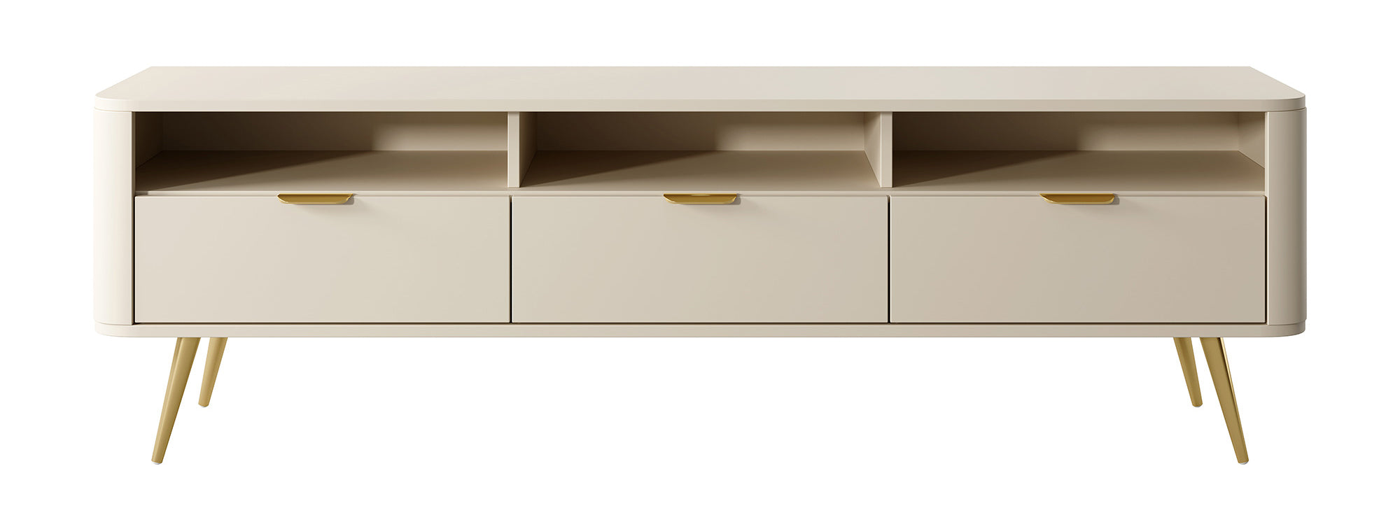 TV-Schrank Oval 160 cm mit Nischen sandbeige