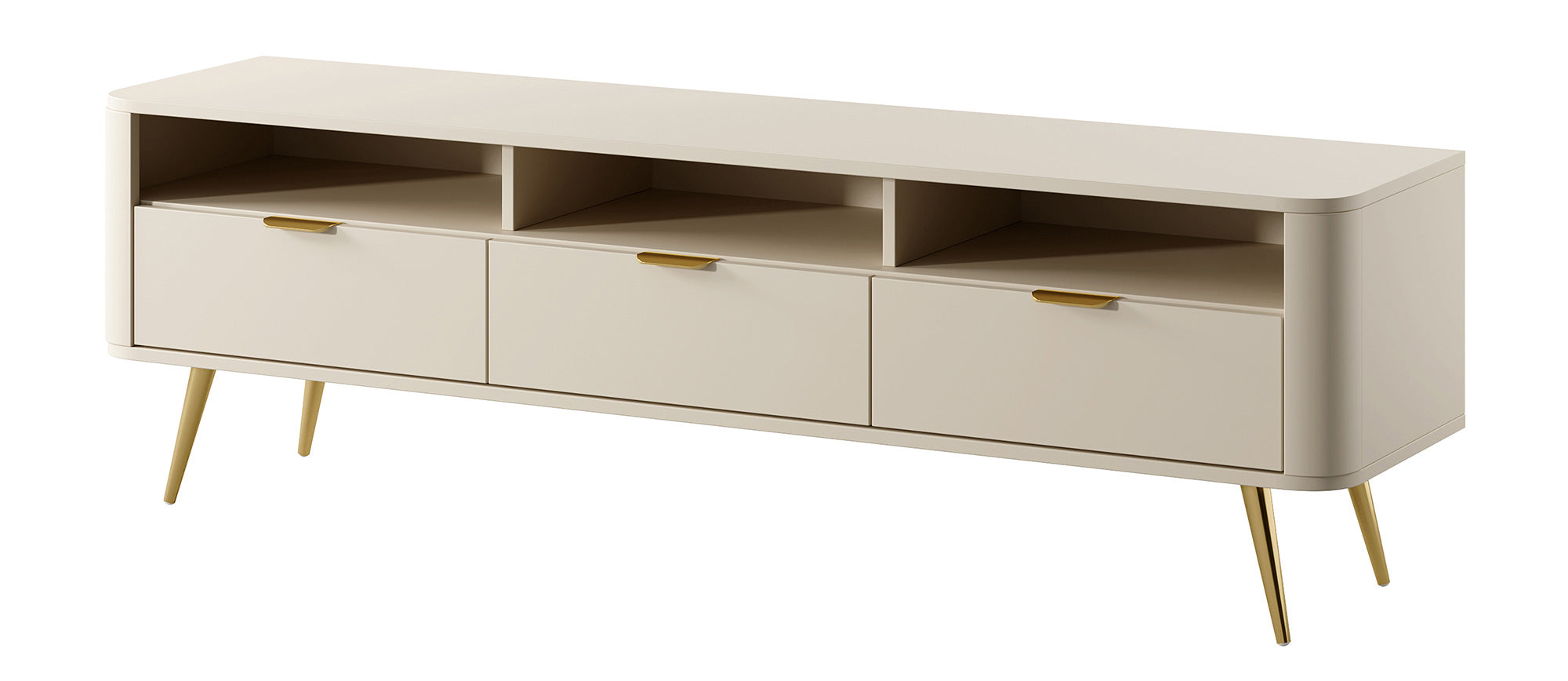 TV-Schrank Oval 160 cm mit Nischen sandbeige