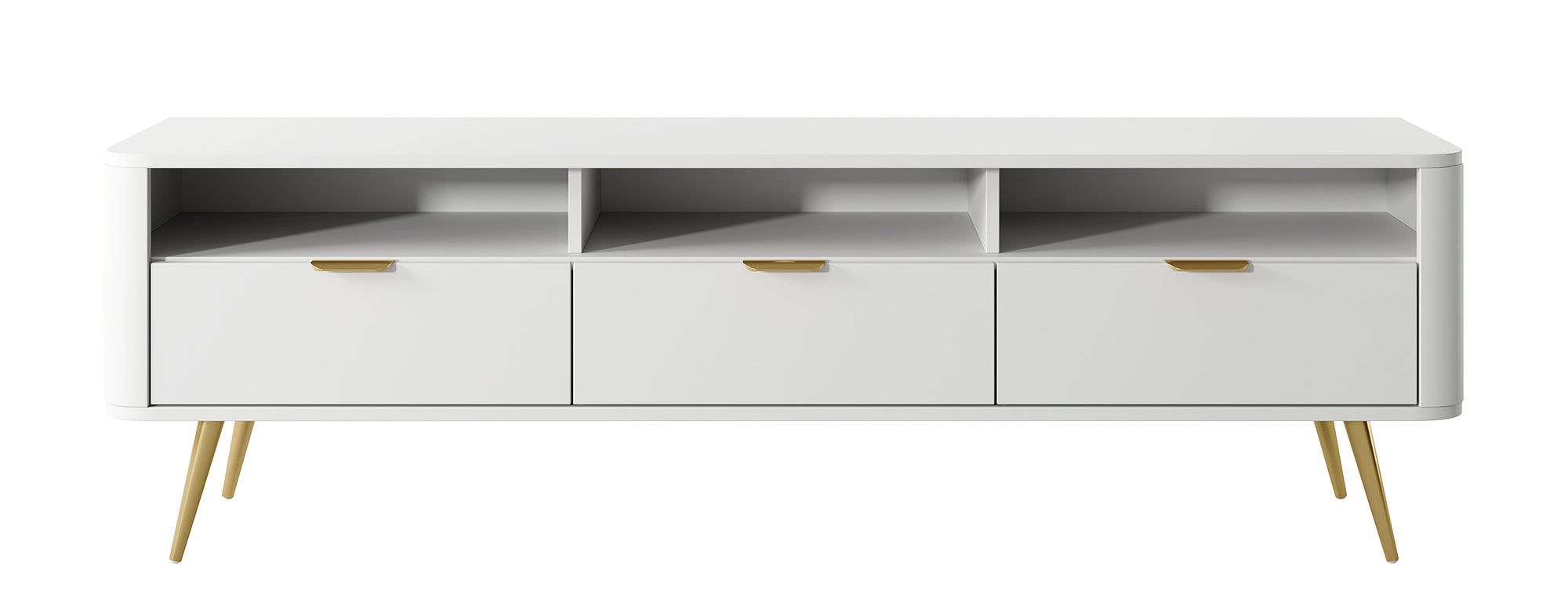 Ovaler TV-Schrank 160 cm mit Nischen Weiß