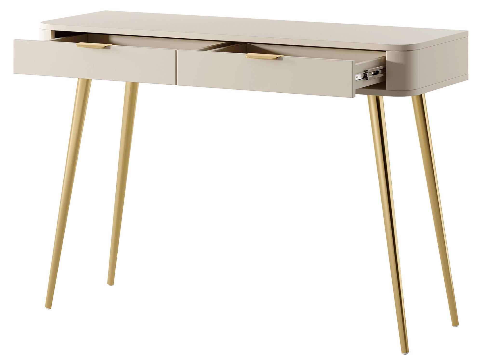 Schminktisch mit Schubladen Oval 112 cm sandbeige