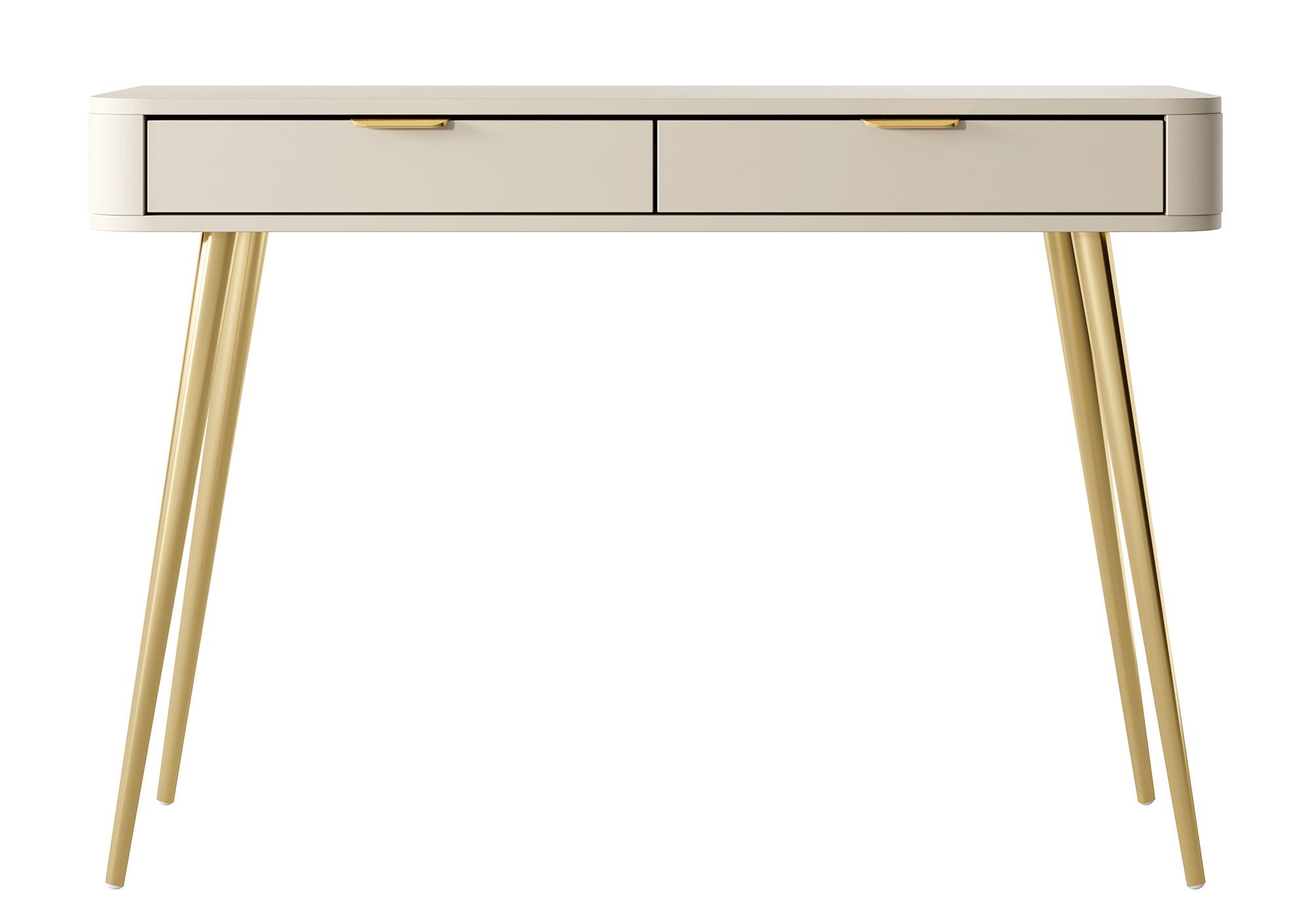 Schminktisch mit Schubladen Oval 112 cm sandbeige