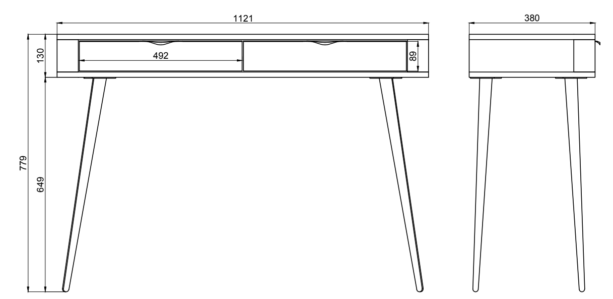 Schminktisch mit Schubladen Oval 112 cm Weiß