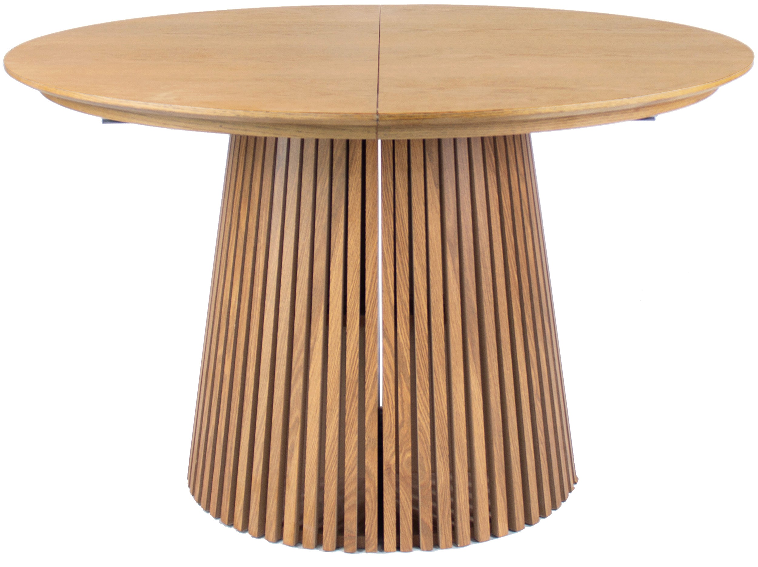 Ausziehbarer Tisch Formisty 120-200x120 cm Lamellen in natürlicher Eiche